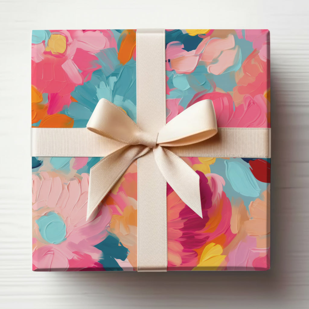 Colorful Floral Gift Box with Cream Ribbon product