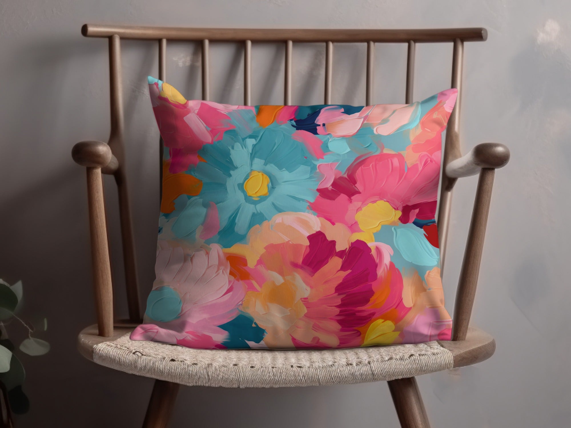 Vibrant Colorful Floral Design Decorative Pillow