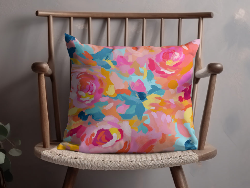 Colorful Abstract Floral Printed Accent Pillow Cover