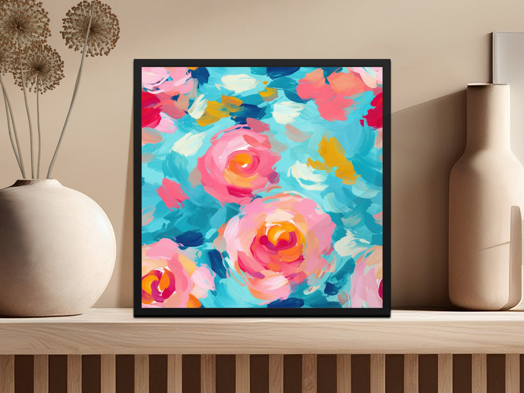 Vibrant Abstract Floral Art on Canvas Print for Home Decor