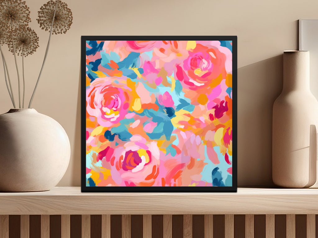 Vibrant Colorful Floral Abstract Wall Art Print Decor