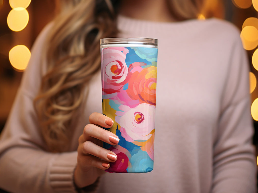 Colorful Abstract Floral Insulated Tumbler Cup