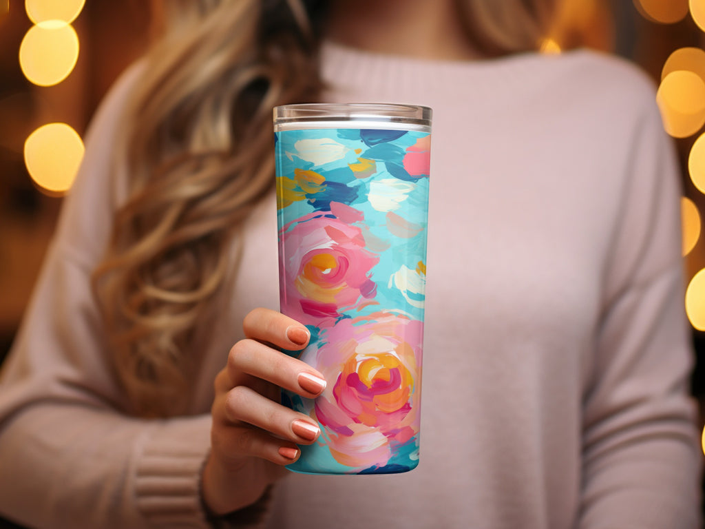 Vibrant Floral Design Insulated Tumbler Travel Mug