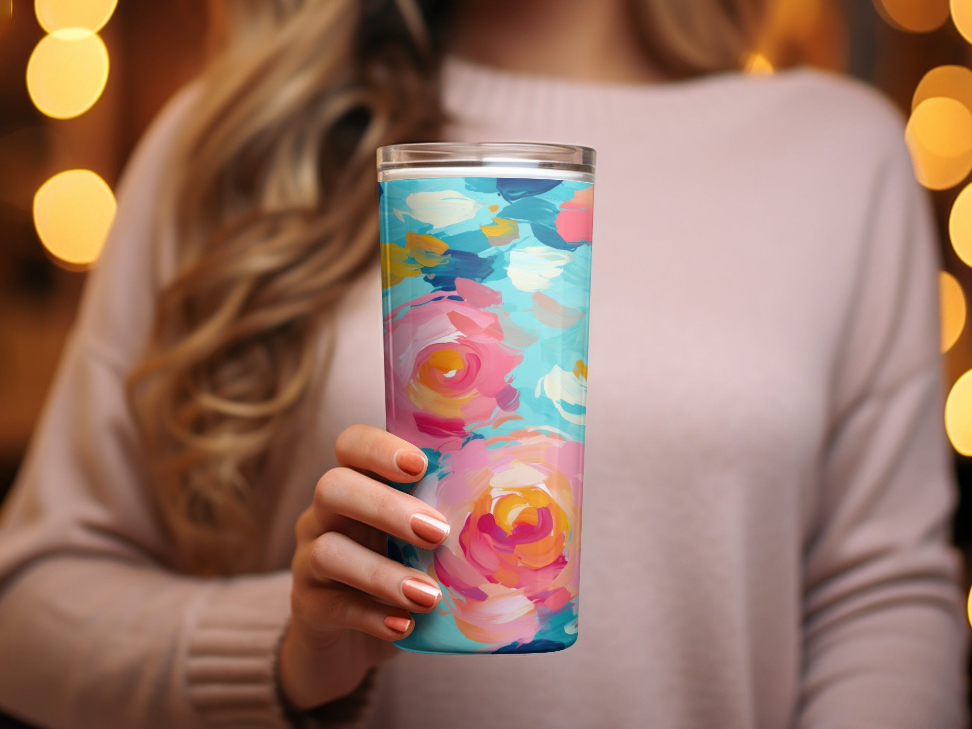 Vibrant Floral Design Insulated Tumbler Travel Mug