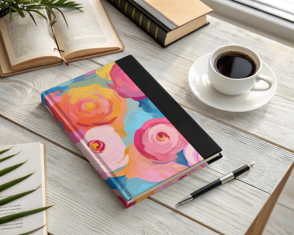 Colorful Abstract Floral Design Hardcover Notebook