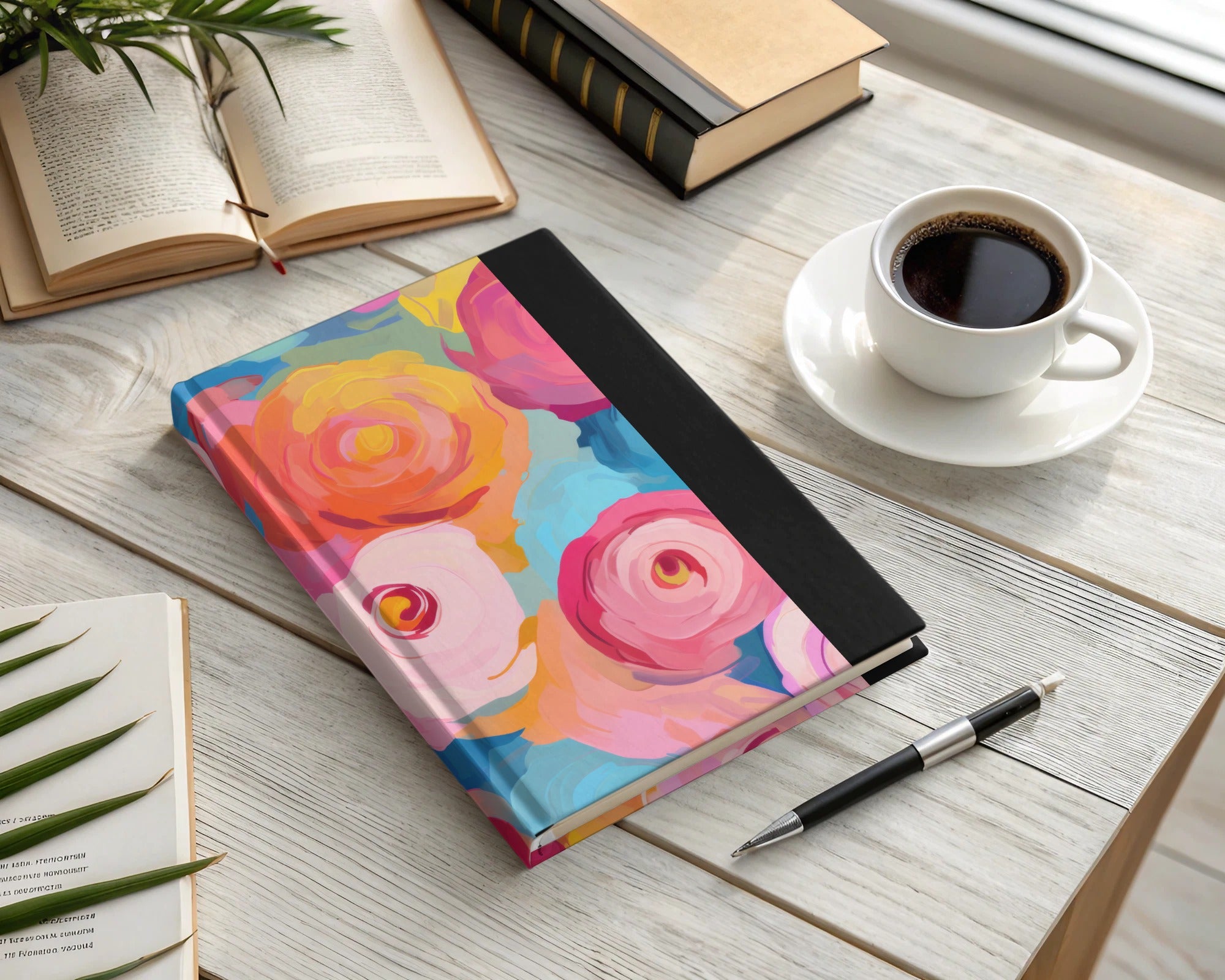 Colorful Abstract Floral Design Hardcover Notebook