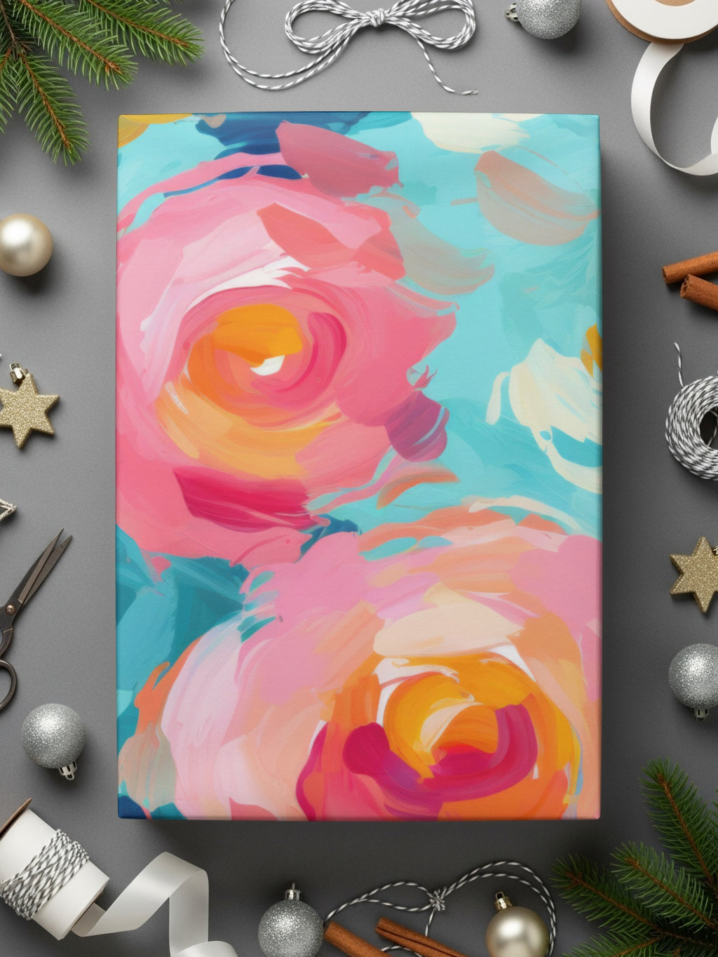 Colorful Abstract Floral Canvas Wall Art Print