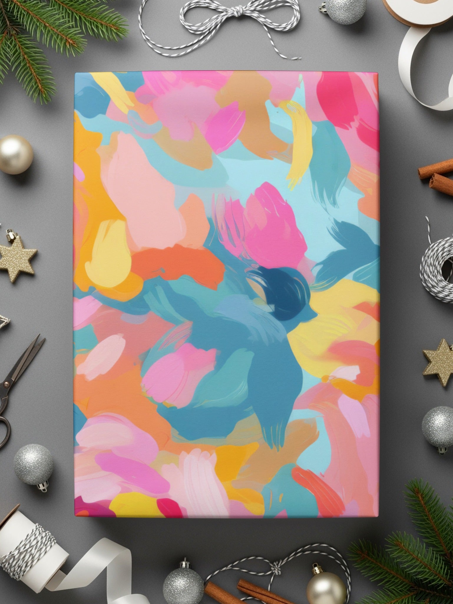 Colorful Abstract Art Design Wrapping Paper Gift Box