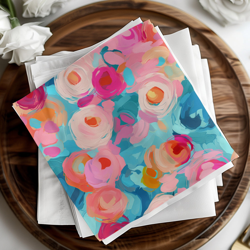 Vibrant Floral Abstract Design Decorative Napkins