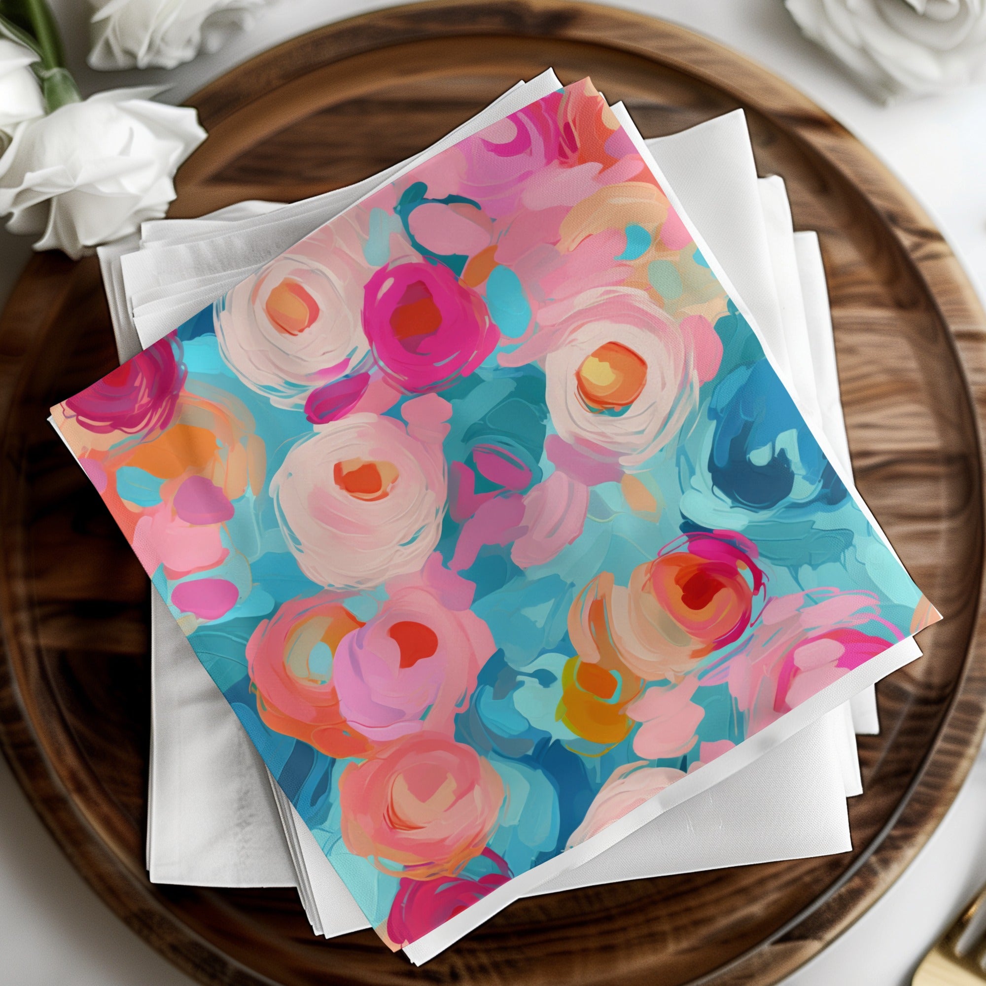 Vibrant Floral Abstract Design Decorative Napkins