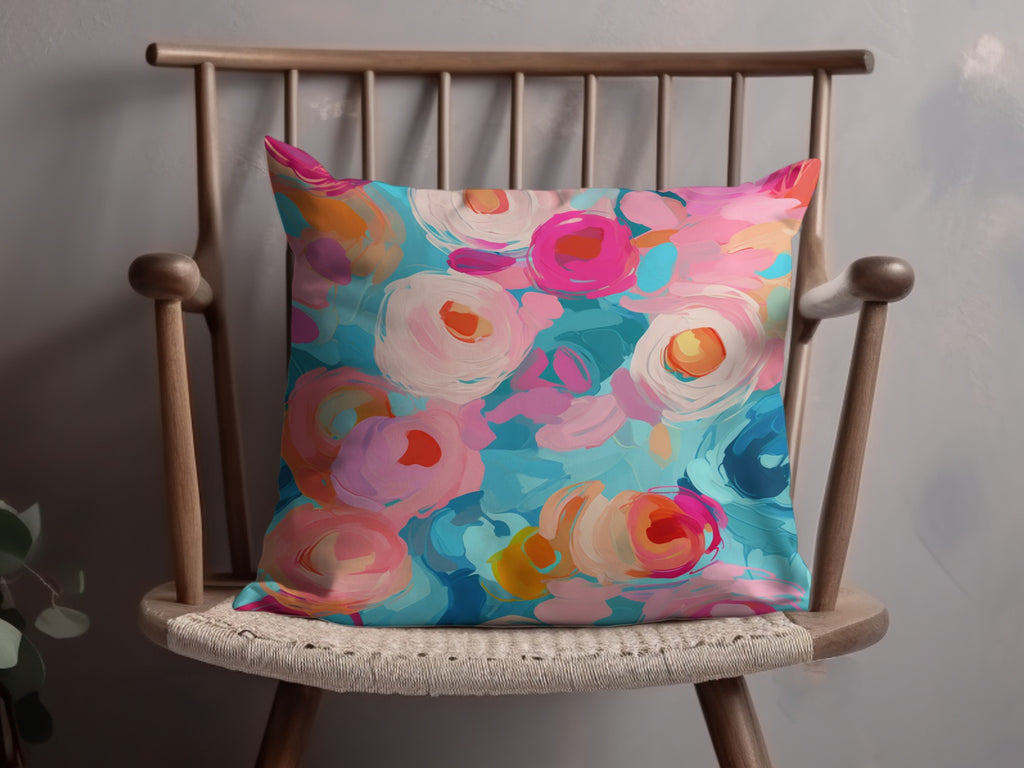 Colorful Abstract Floral Art Cushion Cover Pillow