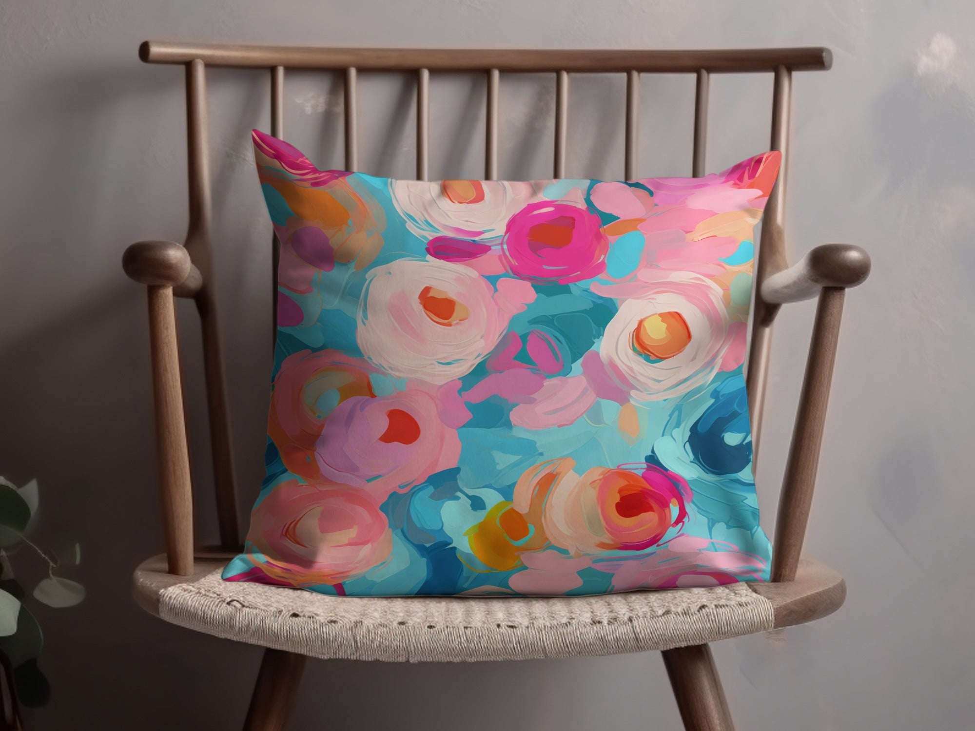 Colorful Abstract Floral Art Cushion Cover Pillow