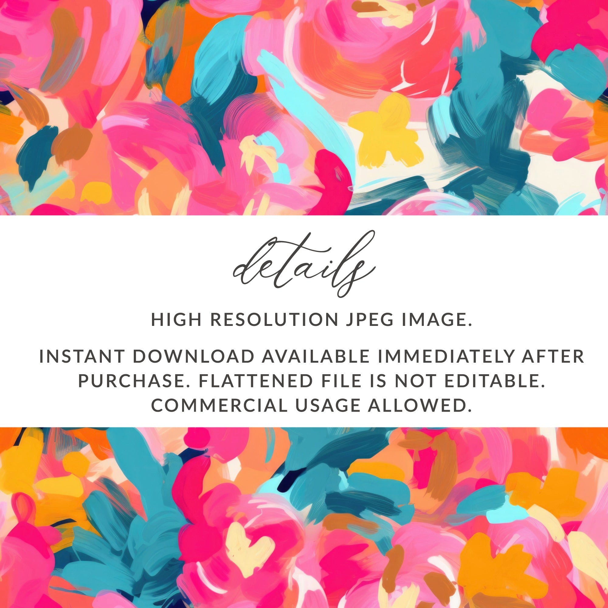Vibrant Abstract Floral Art Digital Download File