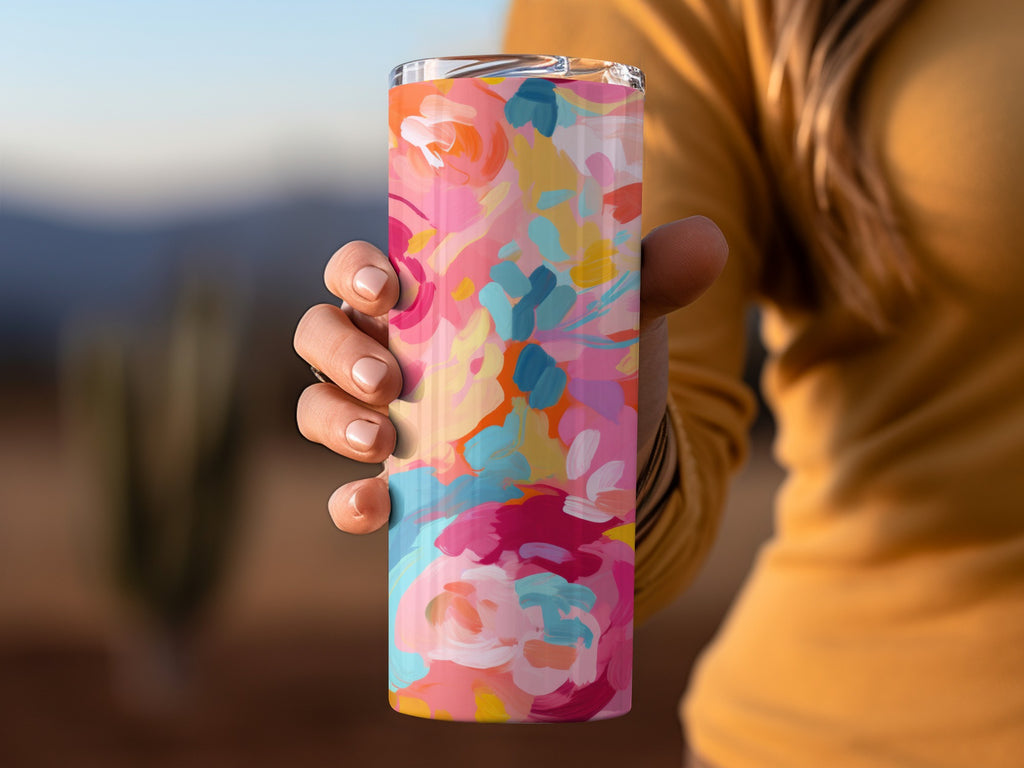 Vibrant Abstract Floral Pattern Insulated Tumbler