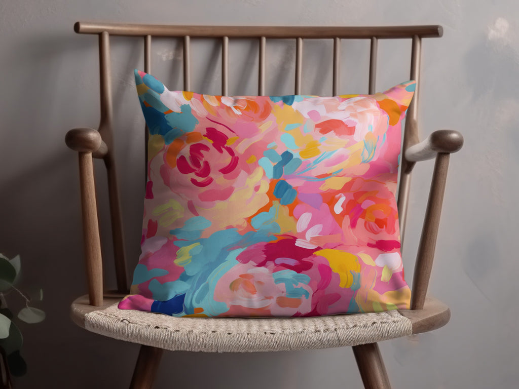 Vibrant Abstract Floral Design Cushion Cover Pillow