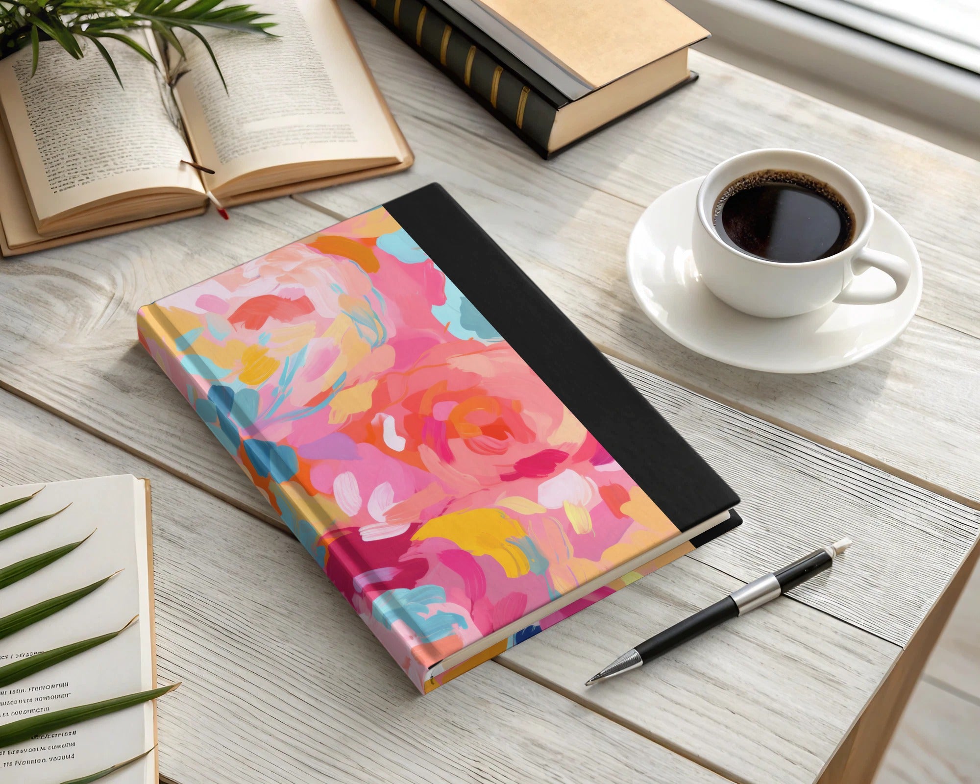 Vibrant Floral Abstract Design Hardcover Notebook