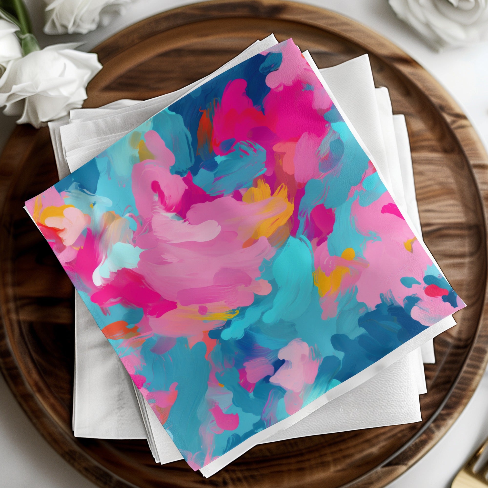 Vibrant Multicolor Abstract Art Design Napkin Set