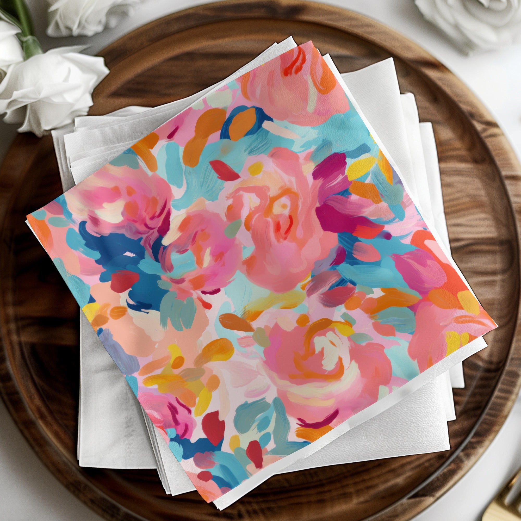 Vibrant Abstract Floral Pattern Napkin Product
