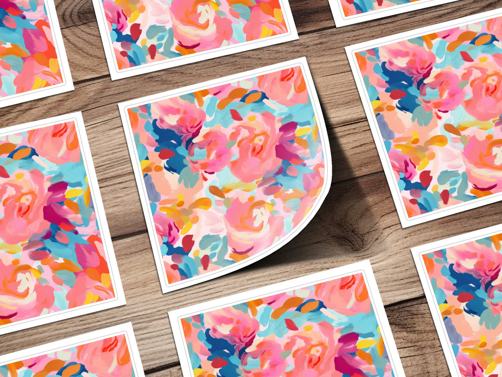 Vibrant Abstract Floral Art Print with Colorful Petals