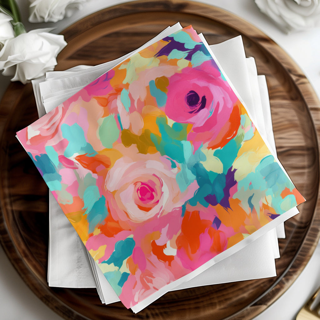Abstract Colorful Floral Design Decorative Napkin Product