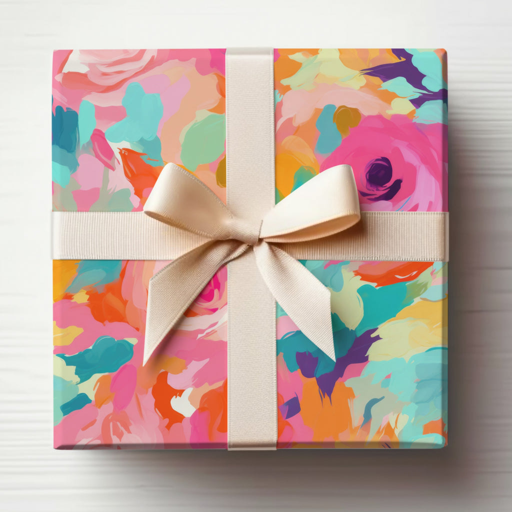 Colorful Floral Gift Box with Ribbon for Celebrations