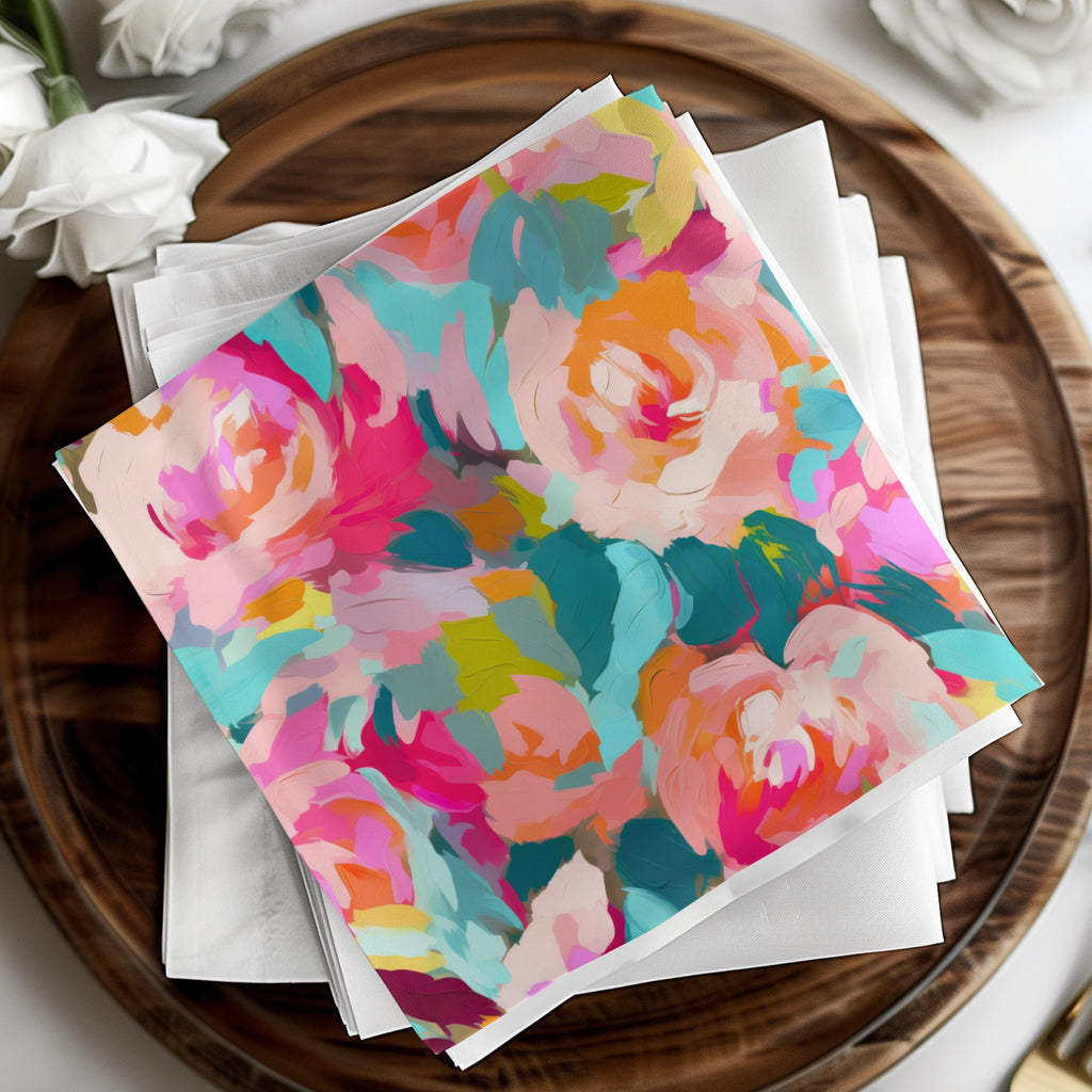 Vibrant Floral Art Design Beautiful Decorative Napkin