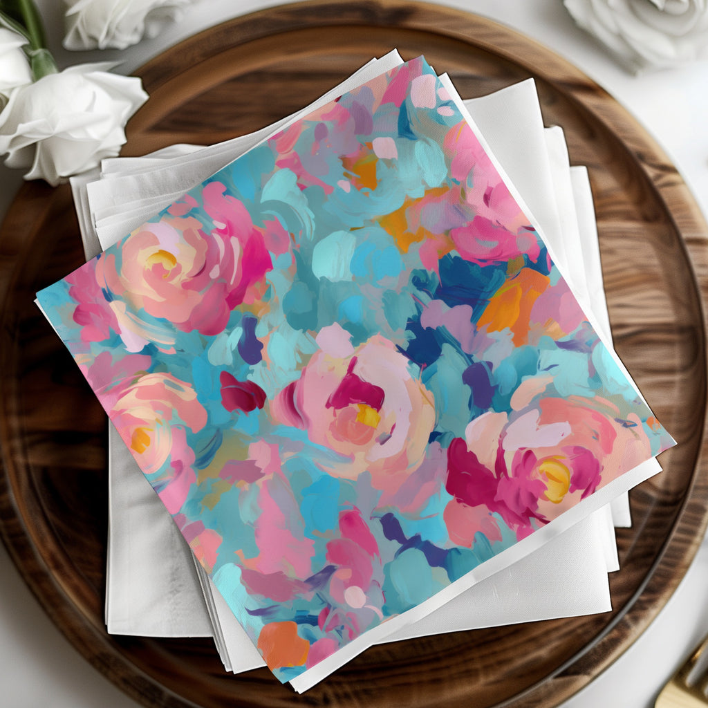 Vibrant Colorful Floral Design Napkin for Special Events