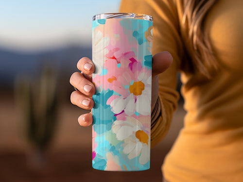 Colorful Floral Insulated Tumbler with Daisy Design