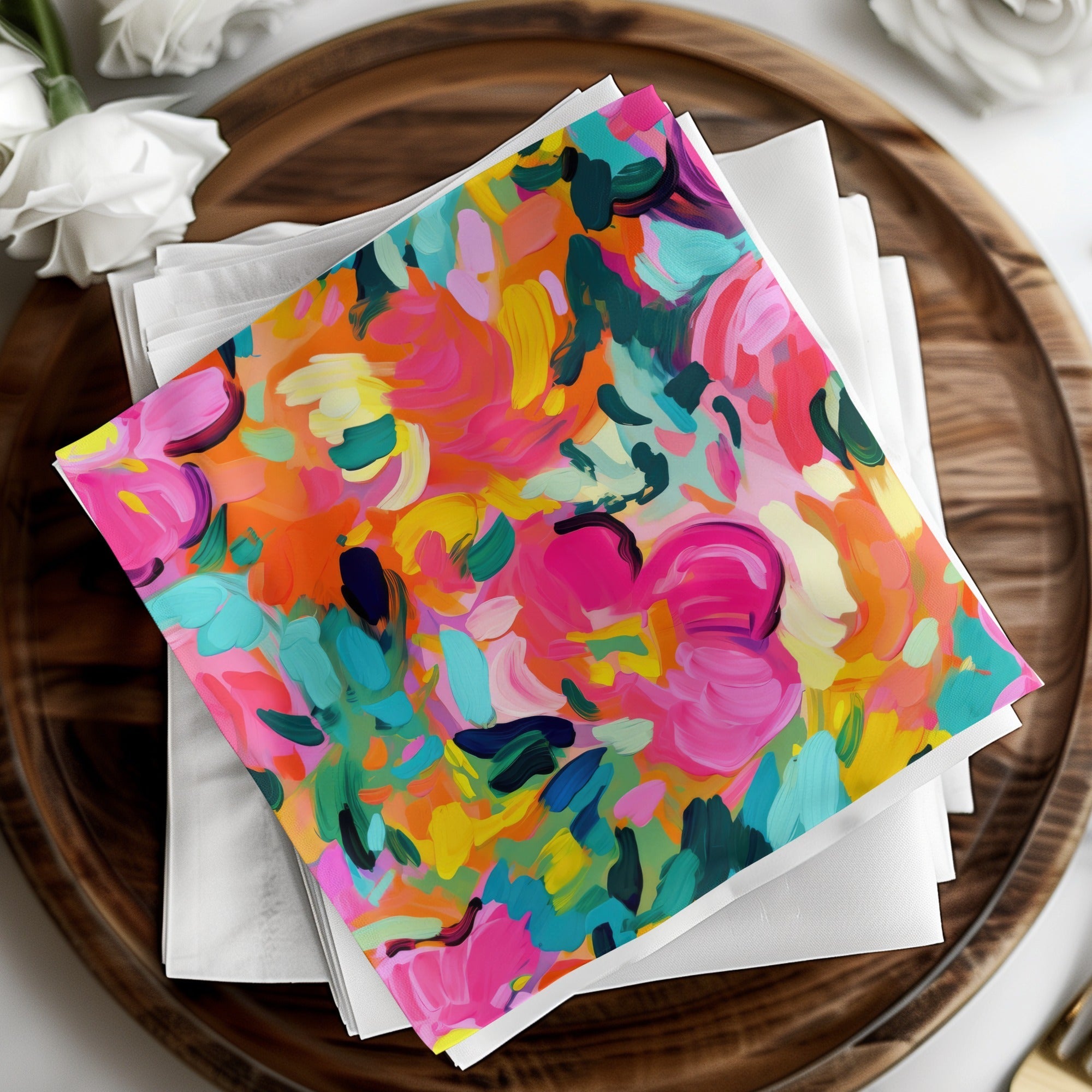 Abstract Brushstroke Digital Paper, Colorful Texture Background, Seamless Pattern, Pink Teal Orange Yellow, Digital Scrapbook Paper - Moore and Mountain
