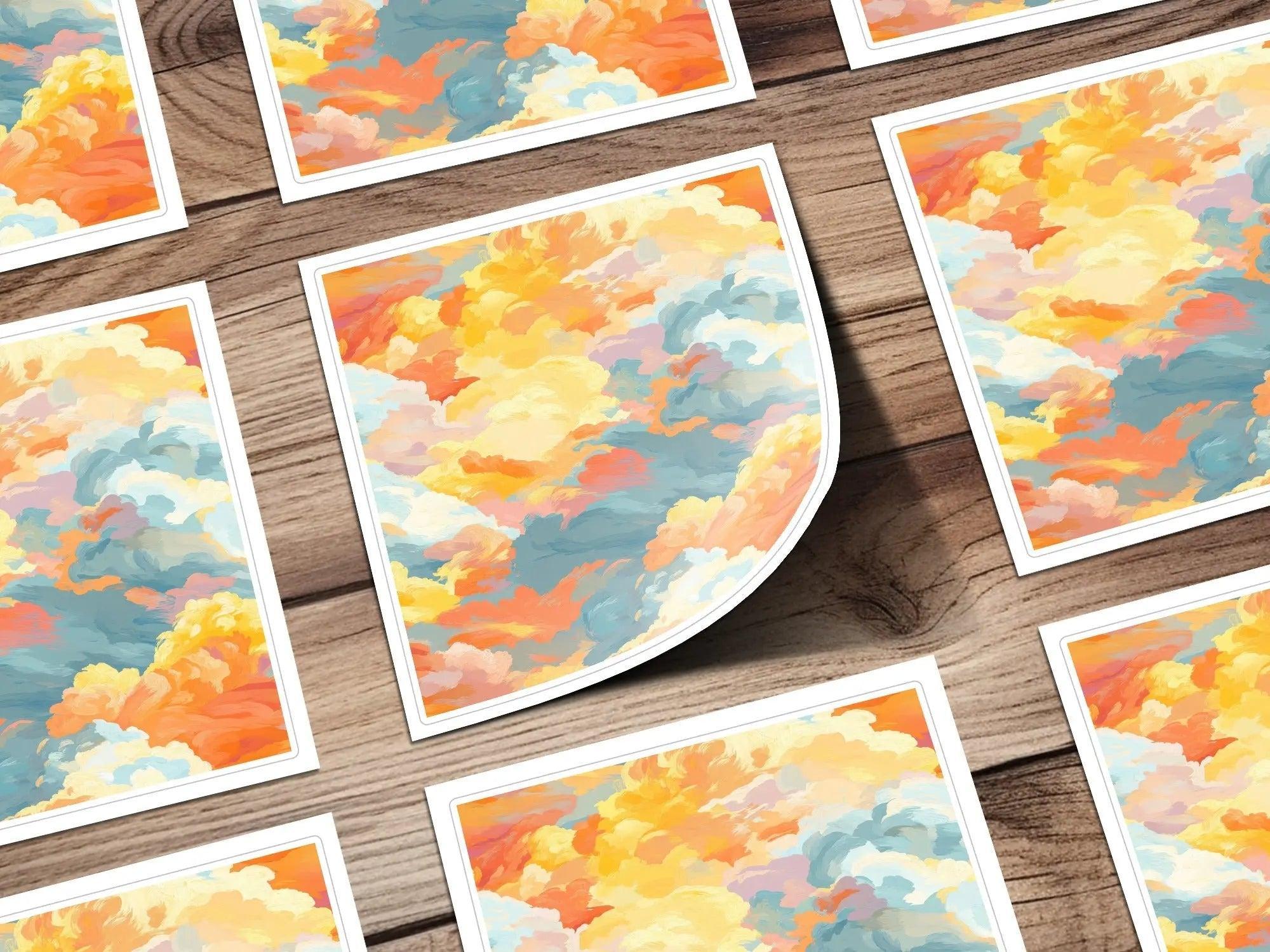Abstract Cloud Digital Paper, Painted Sky Seamless Pattern, JPEG Digital Download, Two Scales - Moore and Mountain