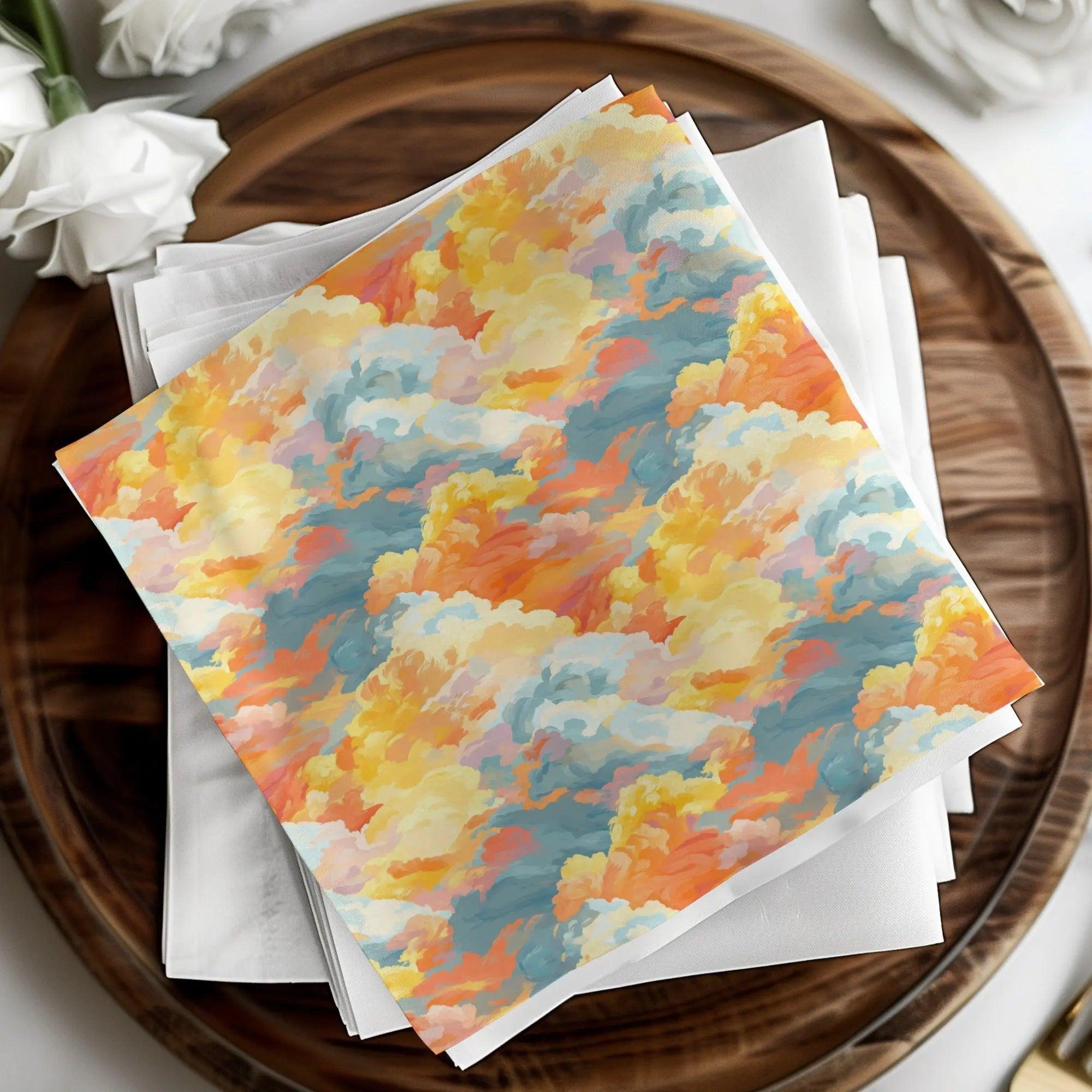 Abstract Cloud Digital Paper, Painted Sky Seamless Pattern, JPEG Digital Download, Two Scales - Moore and Mountain