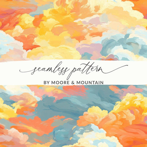 Abstract Cloud Digital Paper, Painted Sky Seamless Pattern, JPEG Digital Download, Two Scales - Moore and Mountain