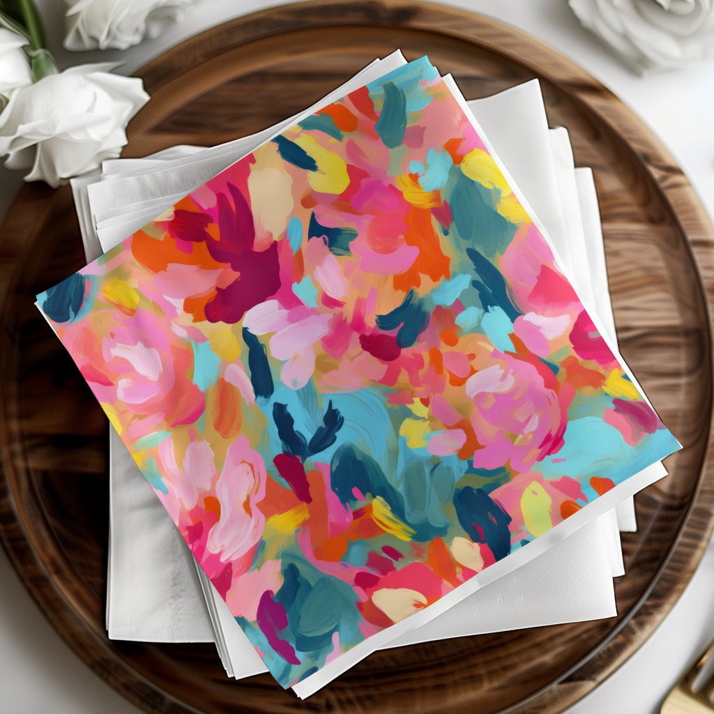 Vibrant Abstract Floral Pattern Napkin Set for Home Decor