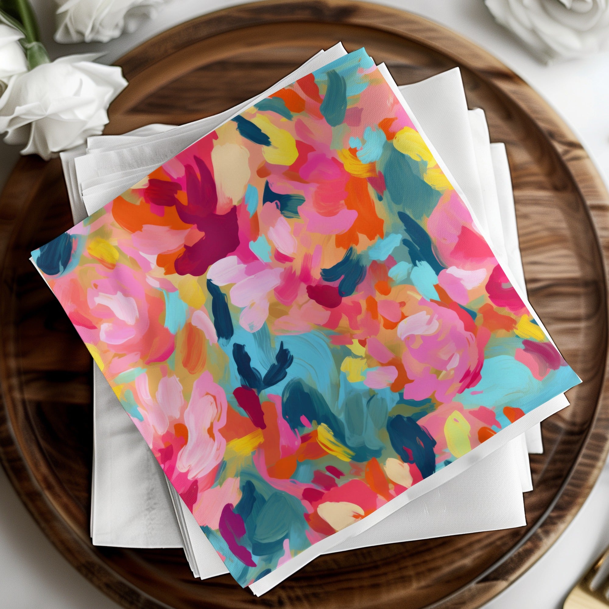 Vibrant Abstract Floral Pattern Napkin Set for Home Decor