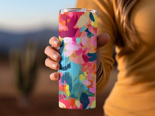 Vibrant Abstract Art Tumbler with Colorful Design