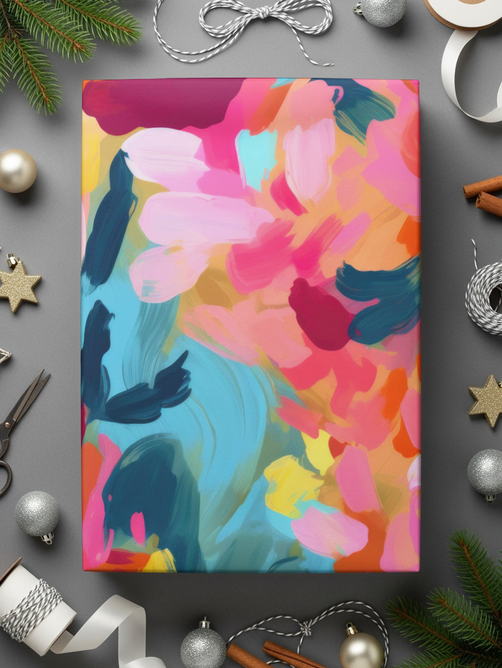 Abstract Vibrant Colorful Pattern Wrapped Canvas Gift