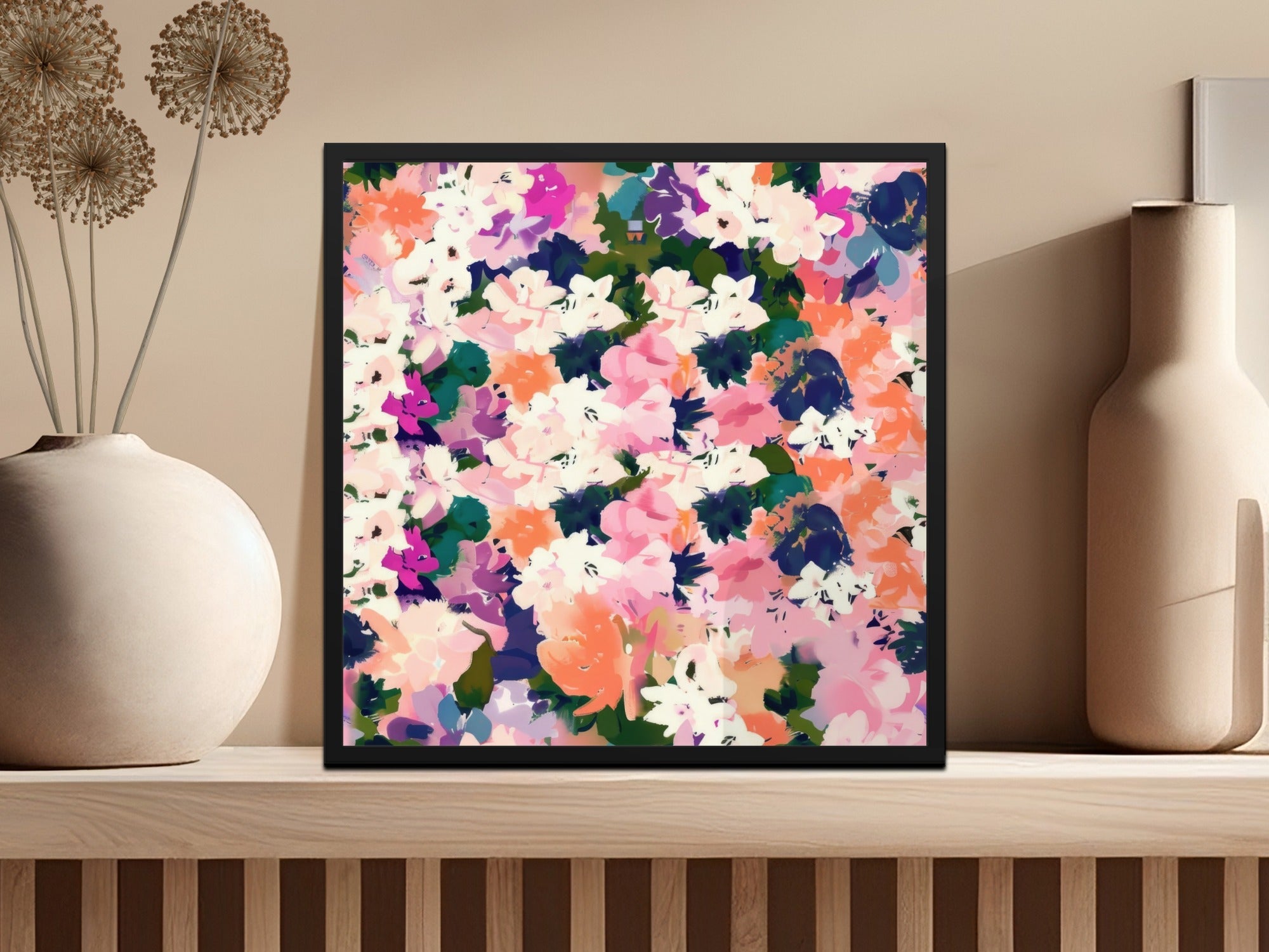 Abstract Colorful Floral Arrangement Painting Digital Acrylic Floral Purple and Pink - Moore and Mountain