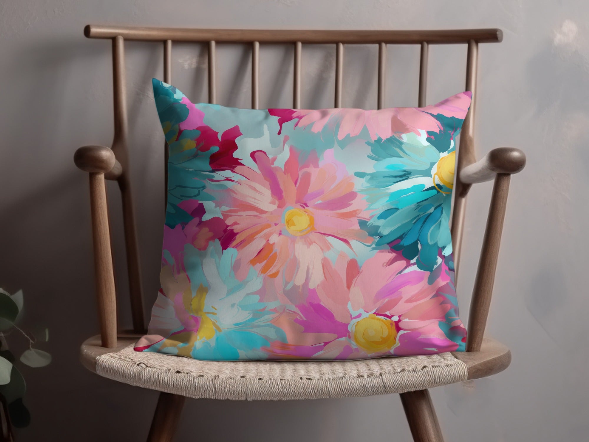 Vibrant Multicolor Floral Decorative Throw Pillow Cover