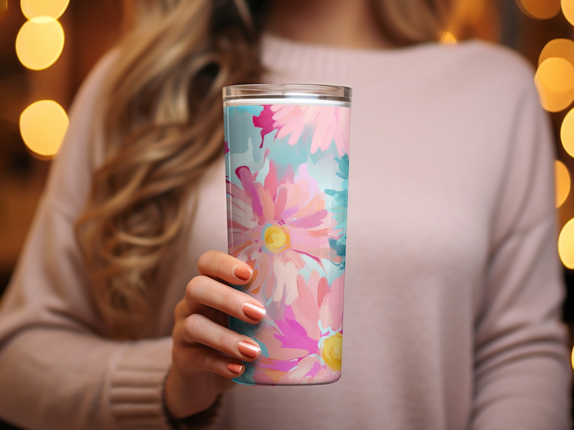 Floral Patterned Insulated Tumbler for Beverages