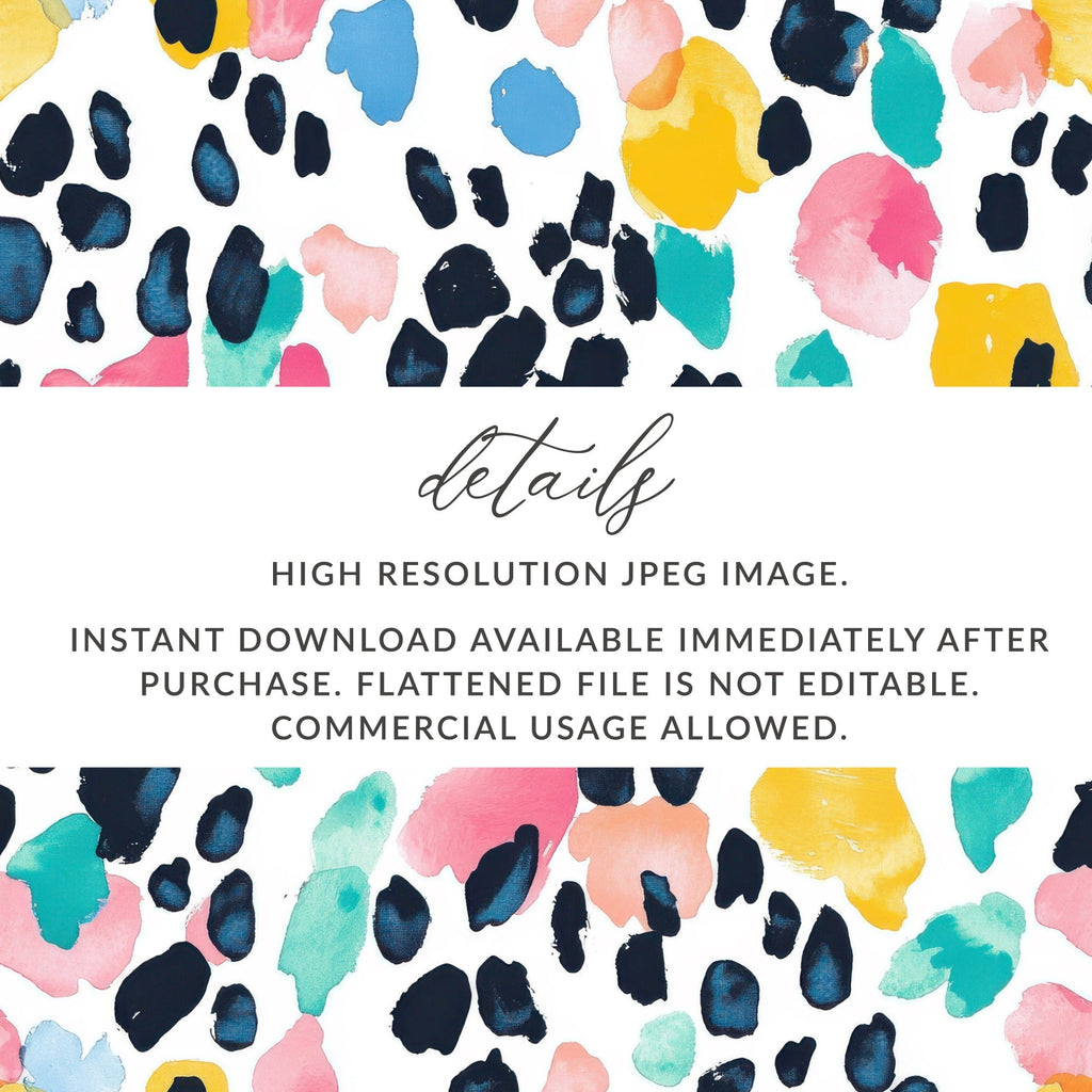 Abstract Colorful Watercolor Spots Pattern on White Digital - Moore and Mountain