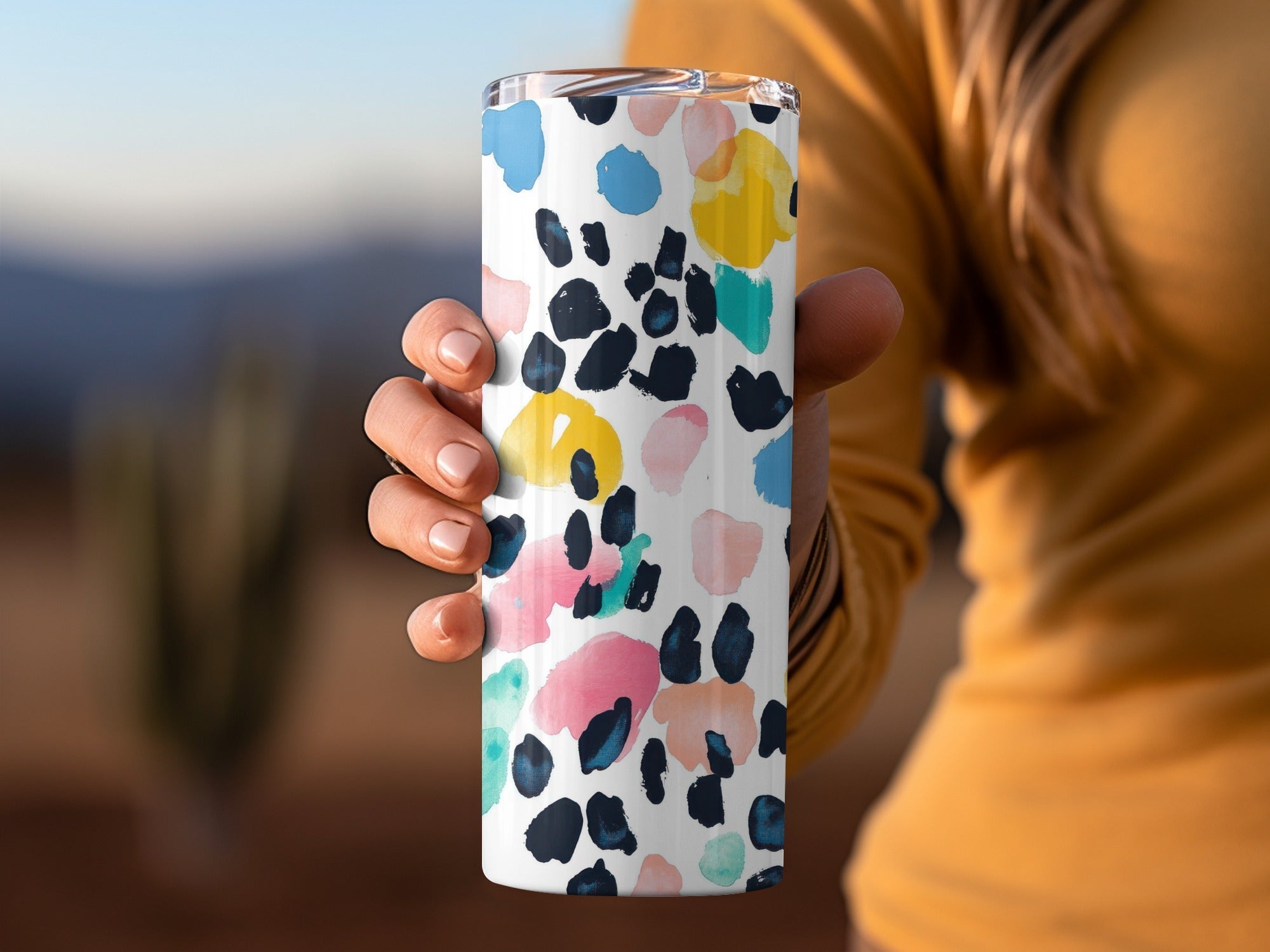 Abstract Colorful Watercolor Spots Pattern on White Digital - Moore and Mountain