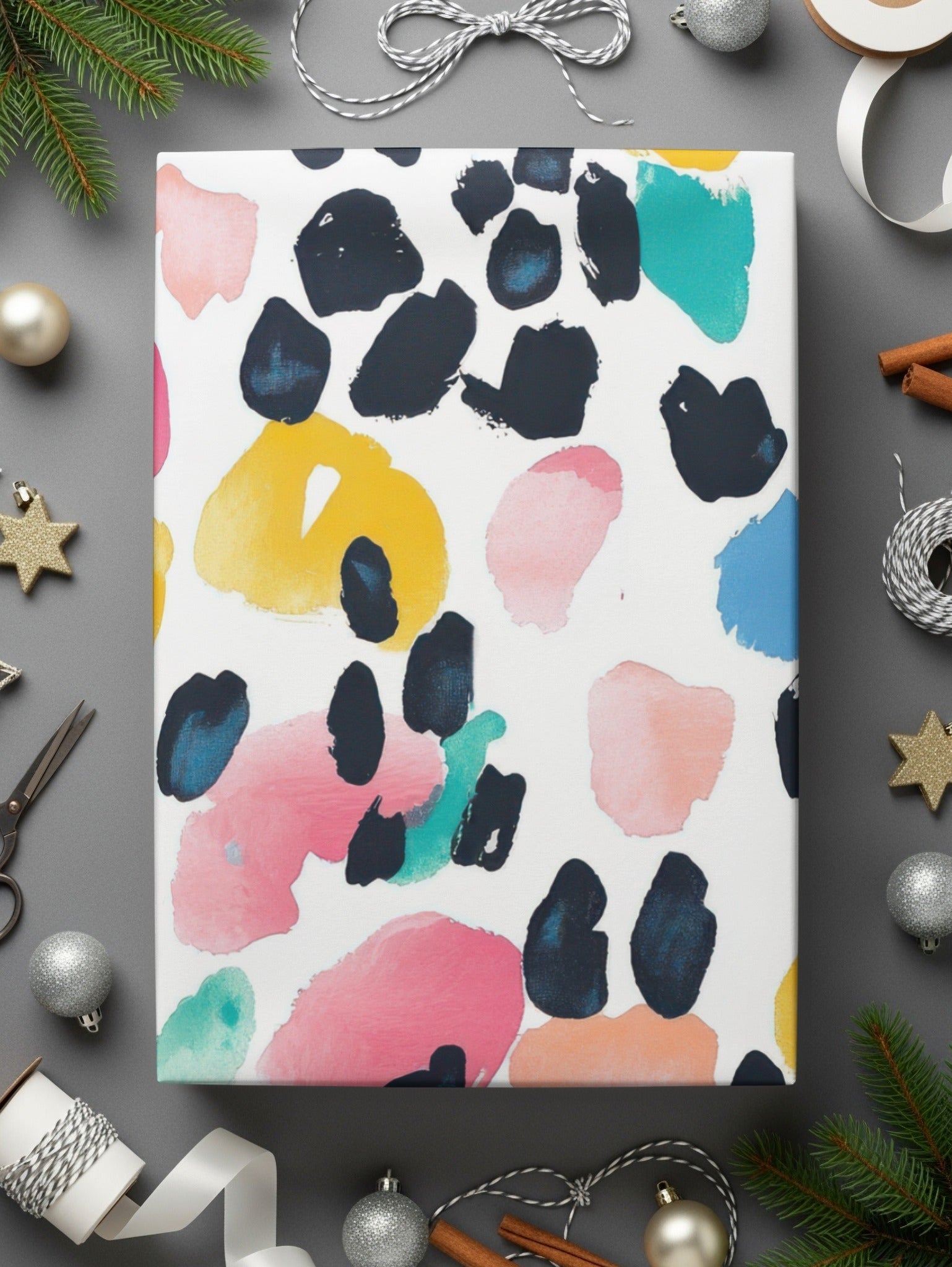 Abstract Colorful Watercolor Spots Pattern on White Digital - Moore and Mountain