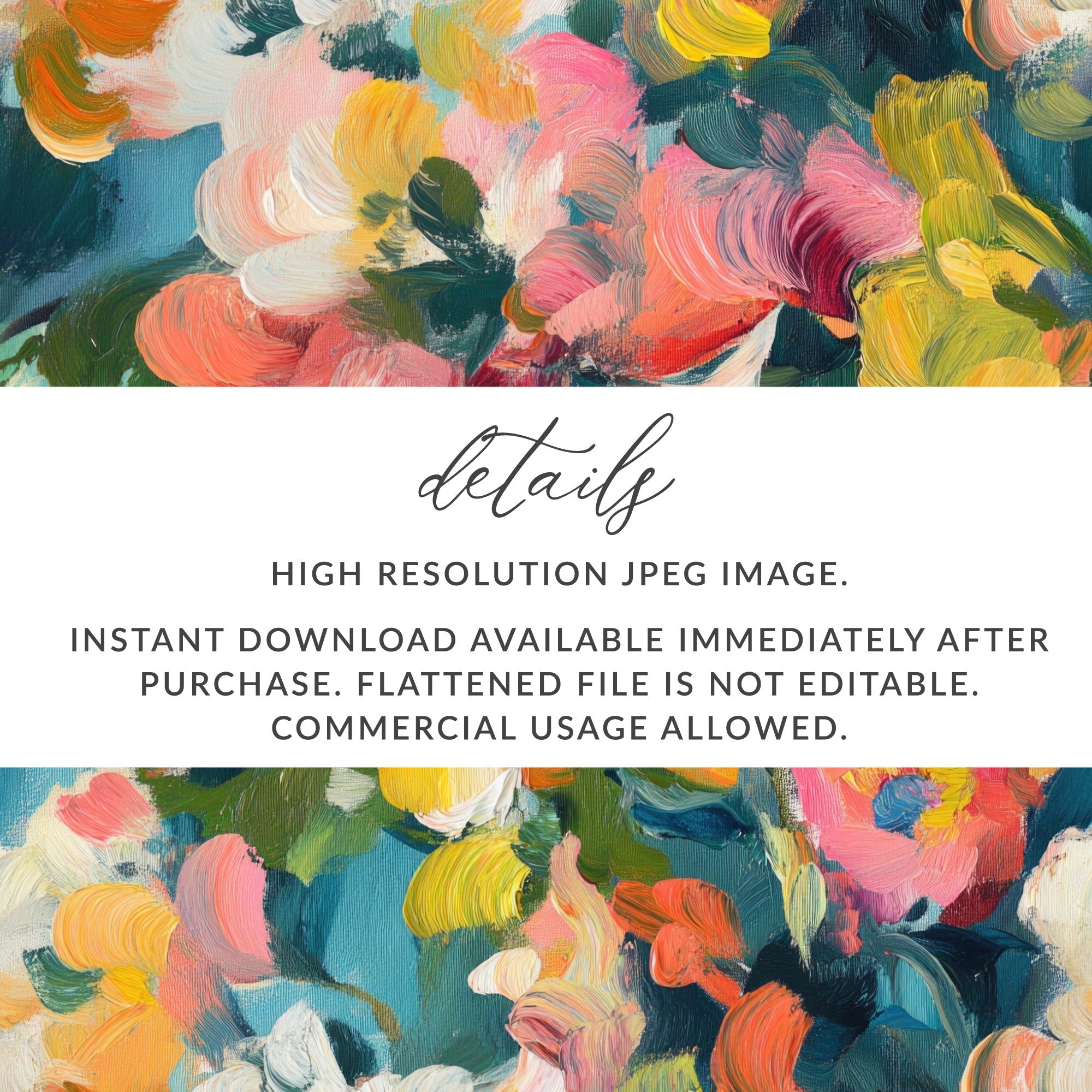 Abstract Floral Painting Digital Print, Blue Pink Yellow Flowers Art, Textured Brushstrokes, Modern Art Download, Printable Wall Art - Moore and Mountain