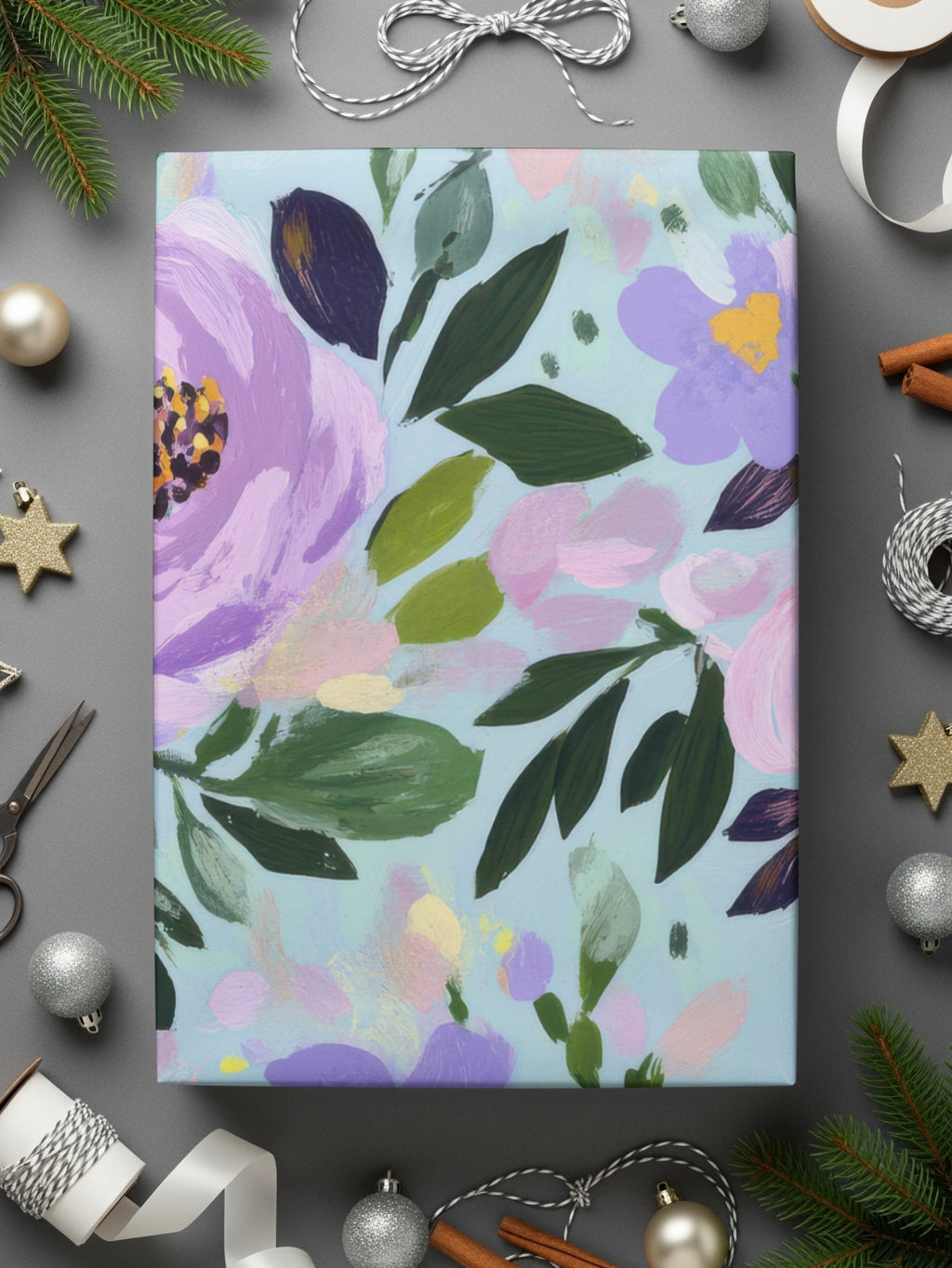 Abstract Floral Seamless Pattern, Light Blue Background Digital Paper, Modern Gouache Painted Flower Digital, Roses Digital Paper - Moore and Mountain