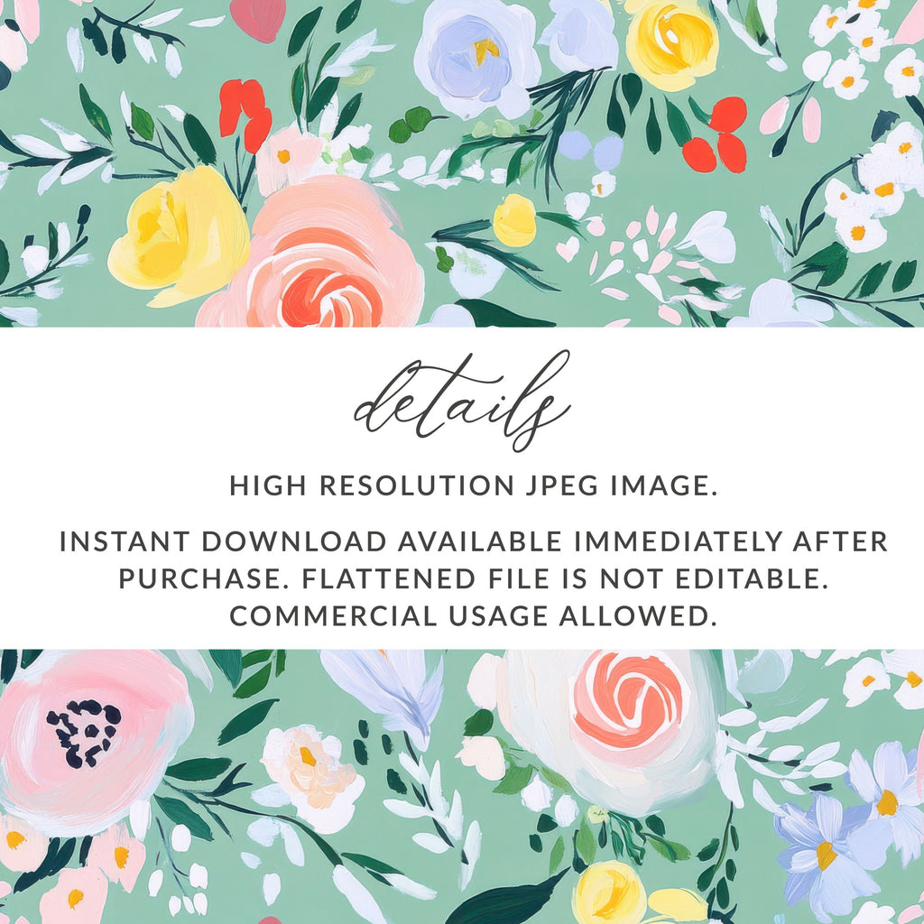 Abstract Floral Seamless Pattern, Spring Ditsy Digital Paper, Acrylic Painted, Fine Art Floral, Green and Pink, Modern Gouache - Moore and Mountain