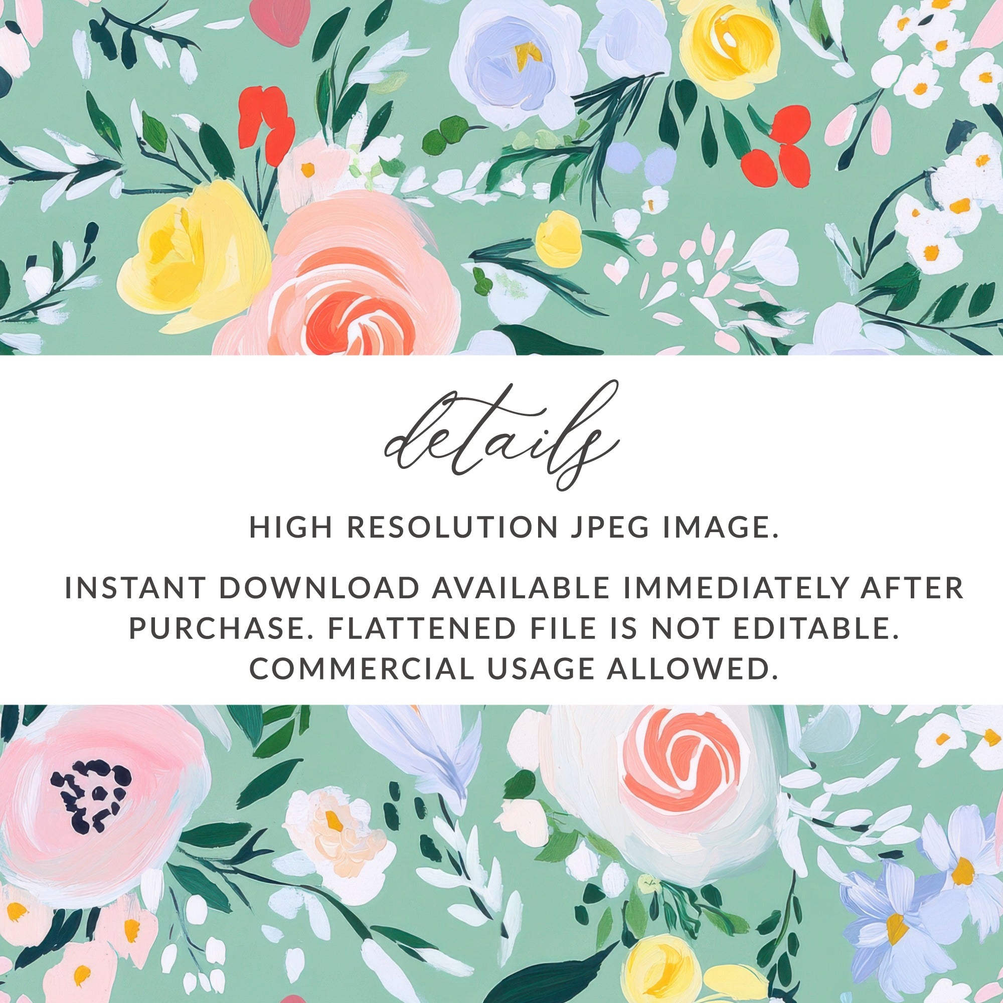 Abstract Floral Seamless Pattern, Spring Ditsy Digital Paper, Acrylic Painted, Fine Art Floral, Green and Pink, Modern Gouache - Moore and Mountain