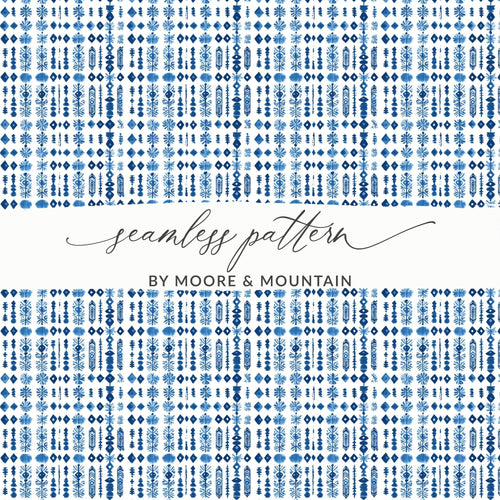 Abstract Indigo Tribal Watercolor Pattern Illustration Art Digital - Moore and Mountain