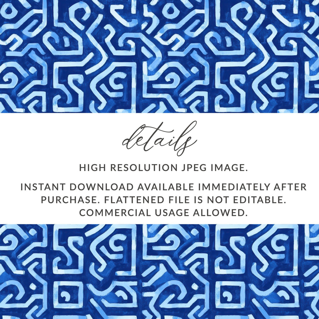 Abstract Maze Pattern in Blue Shades Cool Design Digital - Moore and Mountain