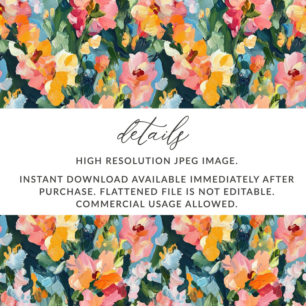 Abstract Painted Floral Artwork In Jewel Tones Spring Colors Digital - Moore and Mountain