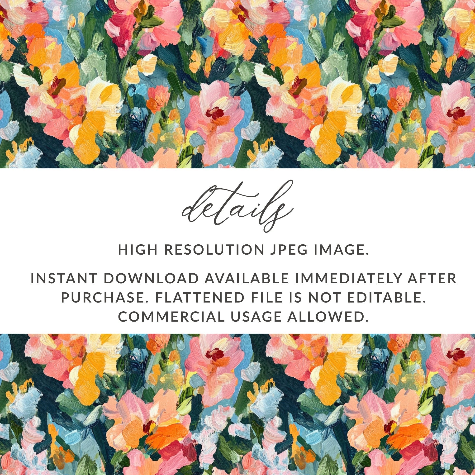 Abstract Painted Floral Artwork In Jewel Tones Spring Colors Digital - Moore and Mountain